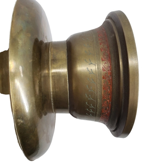 Vintage Engraved and Embellished Footed Brass Bowl - Picture 6 of 6